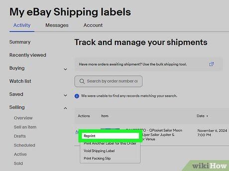 how to manage shipping labels on ebay